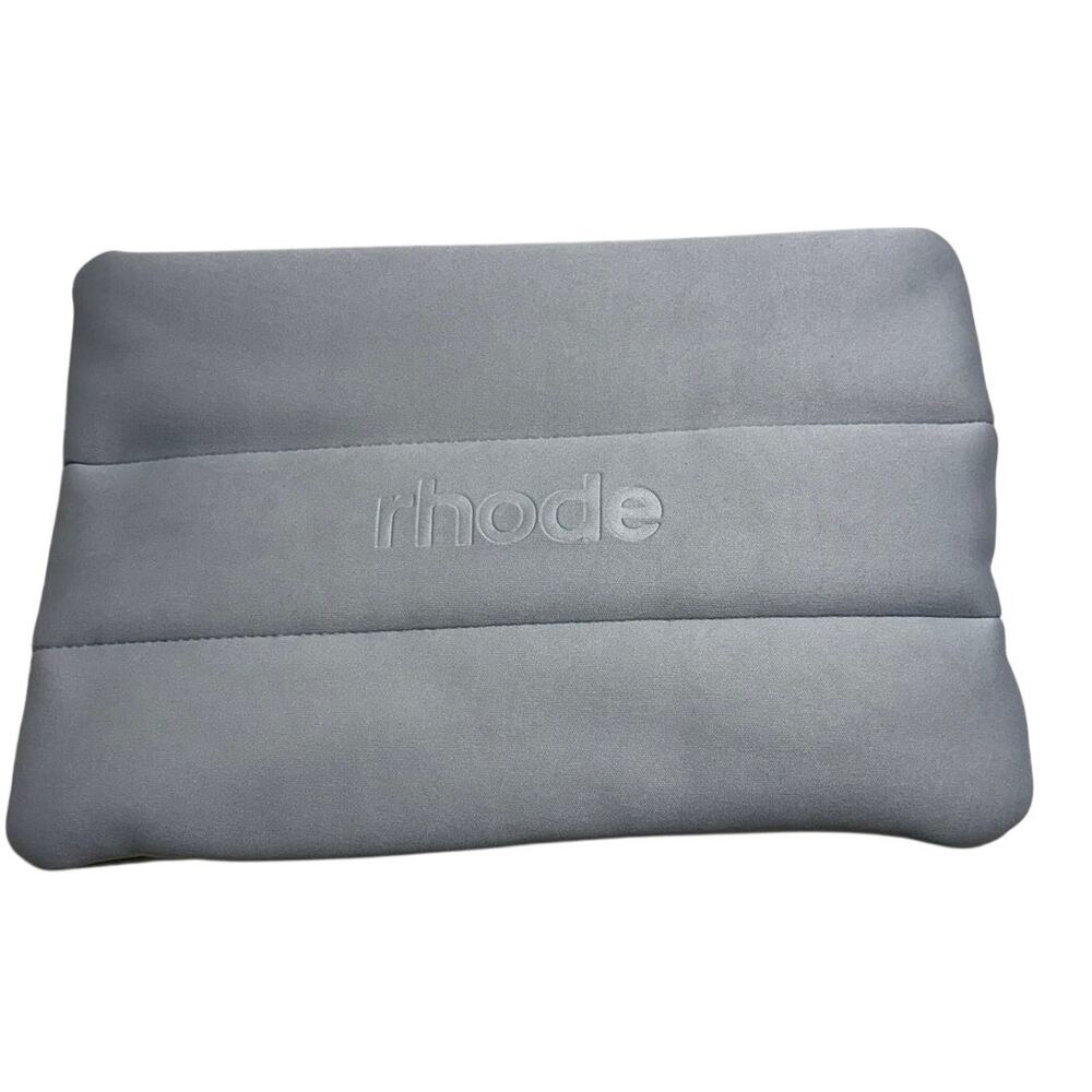 Rhode Light Gray Bubble Bag Puffy Quilted Makeup Travel Bieber Reusable Zip